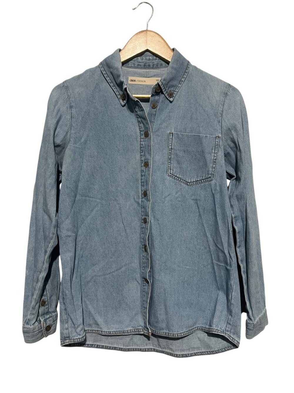 Asos Denim Chambray Button Down Shirt Women's 4